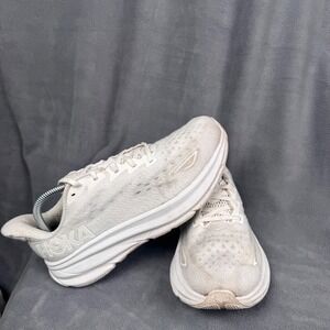 Hoka Clifton 9 Mens 7.5 Womens 9D Running Shoes White 1132211 WWH